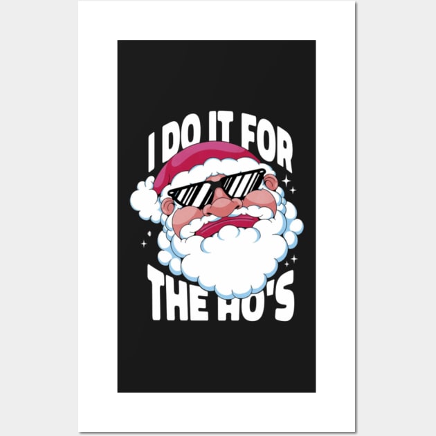 Funny santa claus with glasses t-shirt design Wall Art by CharactersFans